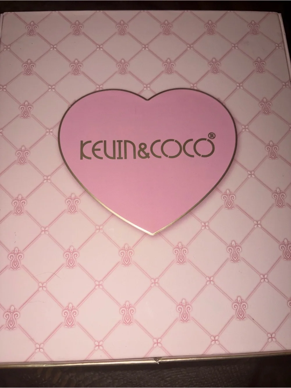 KEVIN&COCO Pink Decorative Gift Box with Gold LC Accent full makeup kit pr box